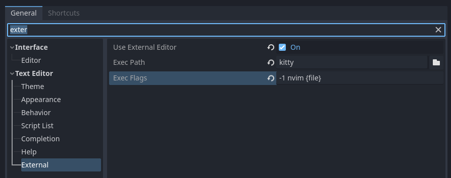 Editor settings > External Editor